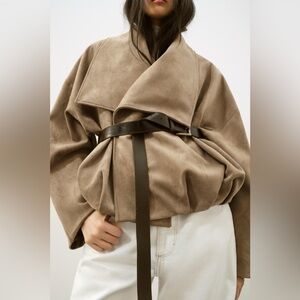 ZARA FAUX SUEDE WRAP JACKET